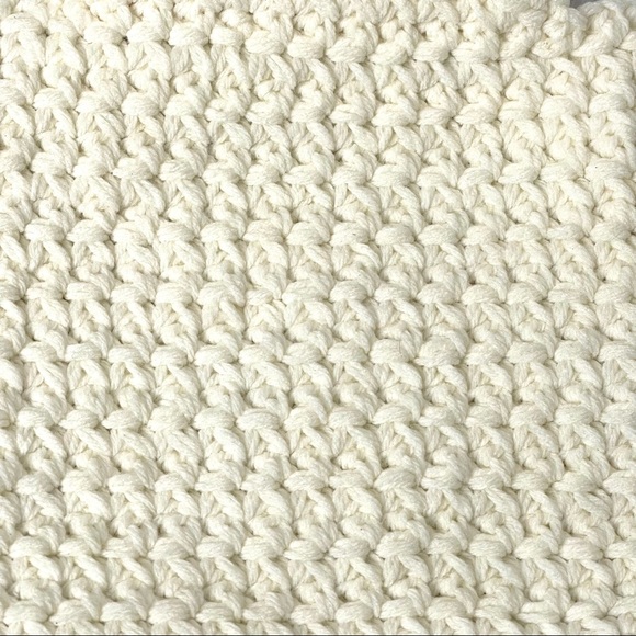 Vtg Crochet Double Handle Handbag Clutch Handmade Boho Purse - Picture 5 of 14